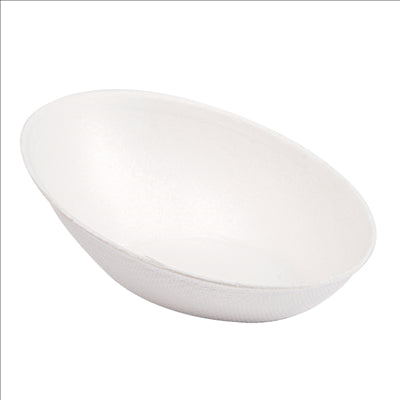 RÉCIPIENT OVALE 'BIONIC'  8x4,8x2,7 CM BLANC BAGASSE (1000 UNITÉS)