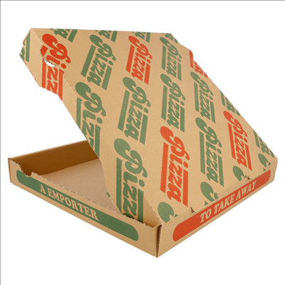 BOÎTES PIZZA MICROCANNELURE 100% VIERGE  310 G/M2 26x26x3,5 CM NATUREL CARTON (100 UNITÉS)