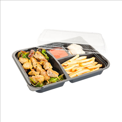 COFFRETS POUR REPAS 4 COMPART.  24,2x18,2x4,5 CM NOIR PP (400 UNITÉS)