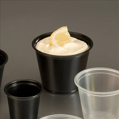 PETITS POTS MICRO-ONDABLES 120 ML Ø7,4x4,6 CM NOIR PP (2500 UNITÉS)