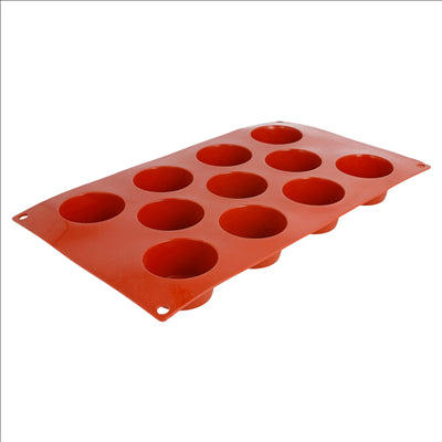 MOULE MUFFIN Ø5,1x2,8 CM  17,5x30 CM ROUGE SILICONE (1 UNITÉ)