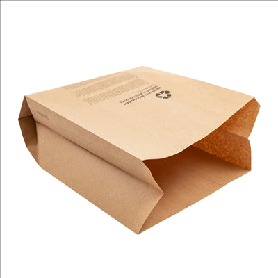 SACS COMPOSTABLES 8 L 70 G/M2 26+14x35 CM NATUREL KRAFT (500 UNITÉS)