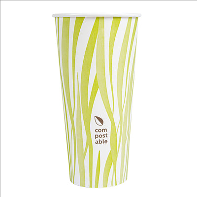 GOBELETS BOISSONS FROIDES ET CHAUDES 1 PAROI GRASS 'COMPOSTABLE' 660 ML 300 G/M2 Ø9/6x17 CM BLANC CARTON (1000 UNITÉS)