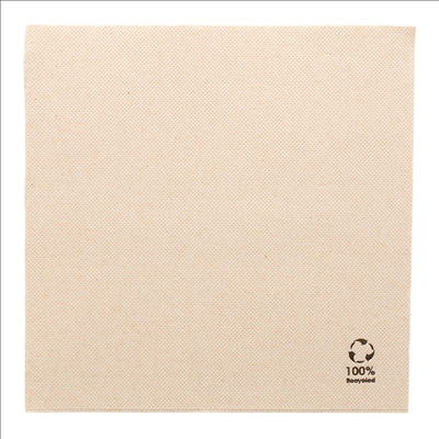 SERVIETTES ECOLABEL DOUBLE POINT 'PAPER PACK' 19 G/M2 39x39 CM NATUREL OUATE RECYCLÉE (1200 UNITÉS)