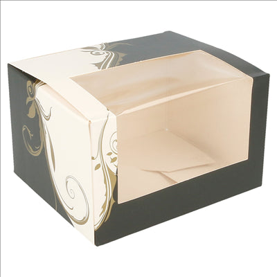 BOÎTES PÂTISSERIES AVEC FENÊTRE 'THEPACK CLASSIC' 250 G/M2 11x13x8 CM BLANC CARTON ONDULÉ NANO-MICRO (800 UNITÉS)