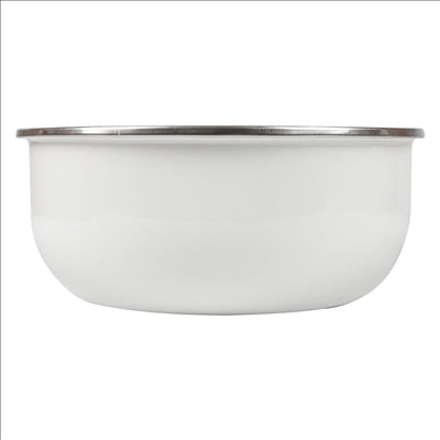 BOLS AVEC COUVERCLE 'ENAMELWARE' 1000 ML Ø 18x7,3 CM BLANC ACIER ÉMAILLÉ (6 UNITÉS)