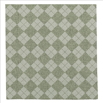 SERVIETTES 'LIKE LINEN - ARGYLE' 70 G/M2 40x40 CM VERT SPUNLACE (600 UNITÉS)