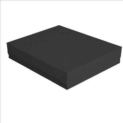 PLATEAUX + COUVERCLE 'THEPACK' 230 G/M2 32x27x4 CM NOIR CARTON ONDULÉ NANO-MICRO (150 UNITÉS)