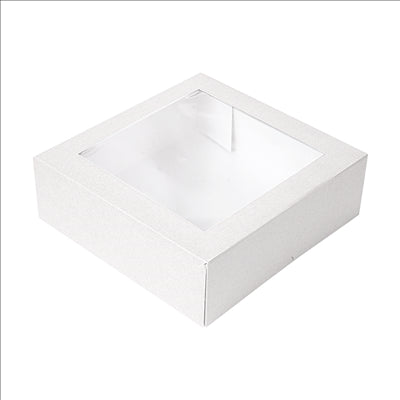 BOÎTES PÂTISSERIES AVEC FENÊTRE 'THEPACK' 250 G/M2 + OPP 23x23x7,5 CM BLANC CARTON ONDULÉ NANO-MICRO (200 UNITÉS)