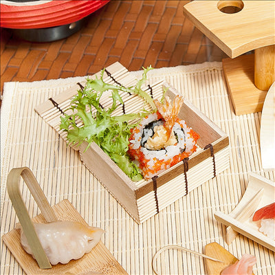 PETITES BOÎTES SUSHI  8,5x8,5x4 CM NATUREL BAMBOU (50 UNITÉS)