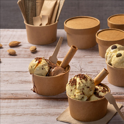 POTS À GLACES 150 ML 250 + 18 PE G/M2 Ø8,5x4,5 CM MARRON CARTON (2000 UNITÉS)