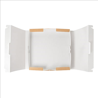 BOÎTES AVEC ANSE 'THEPACK' 330 G/M2 32x32x3,8 CM NATUREL CARTON ONDULÉ MICROCANAL (100 UNITÉS)