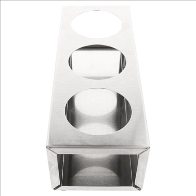 PORTE 3 POIRES À SAUCES 360/ 720 ML  28x10x8 CM ARGENTE INOX (1 UNITÉ)