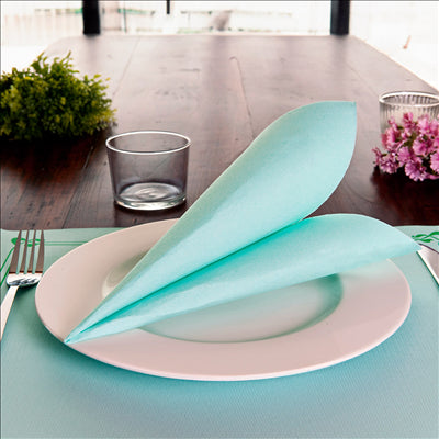 SERVIETTES ECOLABEL 'DOUBLE POINT' 18 G/M2 39x39 CM VERT D'EAU OUATE (1200 UNITÉS)