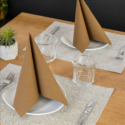 SERVIETTES ECOLABEL 'DOUBLE POINT' 18 G/M2 33x33 CM HAVANE OUATE (1200 UNITÉS)