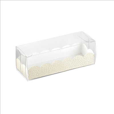 BOÎTES PÂTISSERIE + BASES BRISTOL  16x5x5 CM TRANSPARENT PET (200 UNITÉS)