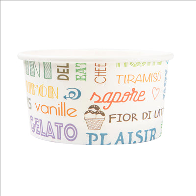 POTS À GLACES 'PAROLE' 180 ML 250 + 18 PE G/M2 Ø 8,7x5,2 CM BLANC CARTON (2000 UNITÉS)