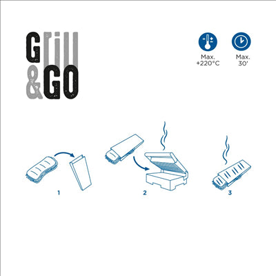 SACHETS 'GRILL&GO' 40 GR/M2 14+7x22 CM BLANC CELLULOSE (500 UNITÉS)