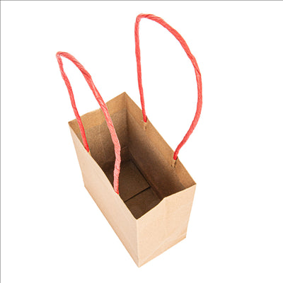 SACS SOS AVEC ANSES EN PAPIER ROUGE  110 G/M2 12+6,5x15 CM NATUREL KRAFT (100 UNITÉS)