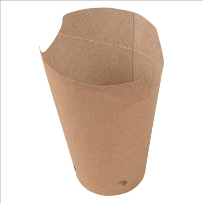 GOBELETS À FRITES AVEC FERMETURE 12 OZ - 360 ML 200 + 25PE G/M2 6,7x12,5 CM MARRON CARTON (2500 UNITÉS)