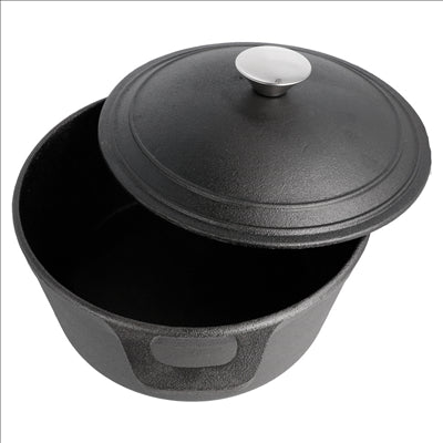 COCOTTE RONDE AVEC COUVERCLE 4800 ML Ø 25,5(33)x12,5 CM NOIR FER (2 UNITÉS)