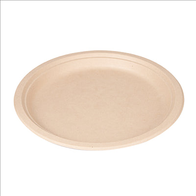 ASSIETTES 'BIONIC'  Ø 30x2,5 CM NATUREL BAGASSE (200 UNITÉS)