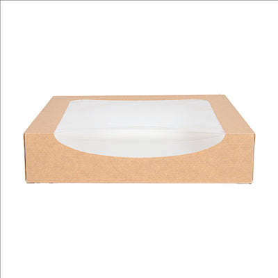RÉCIPIENTS SUSHI+FÊNETRE 'THEPACK' 220 G/M2 + OPP 23x23x5 CM MARRON CARTON ONDULÉ NANO-MICRO (300 UNITÉS)