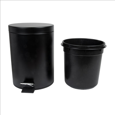 POUBELLE À PEDALE AVEC RÉCEPTACLE INTÉRIEUR 5 L Ø 20,5x28 CM NOIR ACIER (1 UNITÉ)