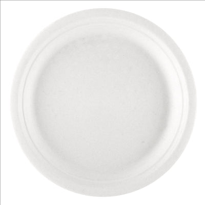 ASSIETTES 'BIONIC'  Ø 30x2,5 CM BLANC BAGASSE (200 UNITÉS)