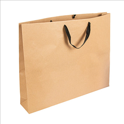 SACS SOS AVEC ANSES EN COTON NOIR  110 G/M2 52+10x42 CM NATUREL KRAFT (50 UNITÉS)