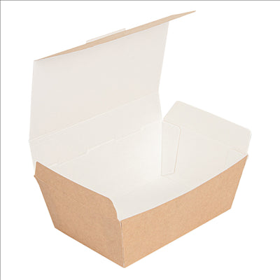 BOÎTES "LUNCH BOX" COUVERCLES 'THEPACK' 500 ML (16 oz) 220 G/M2 14x9,7x5 CM NATUREL CARTON ONDULÉ NANO-MICRO (480 UNITÉS)