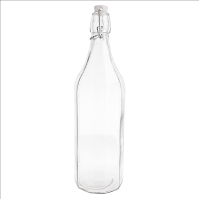 BOUTEILLE + FERMETURE CLIP 1 L Ø 8,5x32,5 CM TRANSPARENT VERRE (12 UNITÉS)