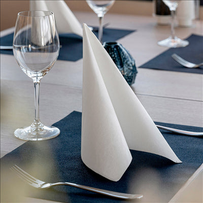 SERVIETTES ECOLABEL 'DOUBLE POINT' 18 G/M2 39x39 CM BLANC OUATE (1200 UNITÉS)