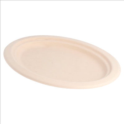 ASSIETTES OVALES 'BIONIC'  26,3x19,9x2 CM NATUREL BAGASSE (800 UNITÉS)