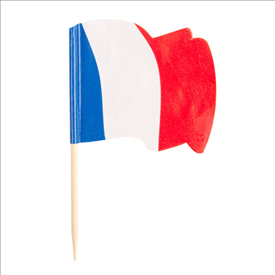 PETITS DRAPEAUX "FRANCE"  4x3/6,5 CM ASSORTI BOIS (144 UNITÉS)