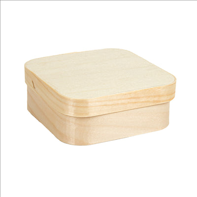 MINI BOÎTES CARRÉES + CARTON ET CAPSULE  11x11x4 CM NATUREL BOIS (200 UNITÉS)