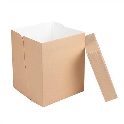BOÎTES PATISSERIES HAUTES SANS FENÊTRE 'THEPACK' 320 G/M2 25,4x25,4x30,5 CM NATUREL CARTON ONDULÉ MICROCANAL (30 UNITÉS)