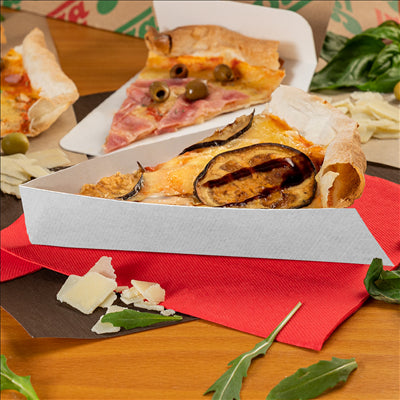 PELLES TRIANGULAIRES PIZZA 'THEPACK' 230 G/M2 21x16,5x3,5 CM BLANC CARTON ONDULÉ NANO-MICRO (1200 UNITÉS)