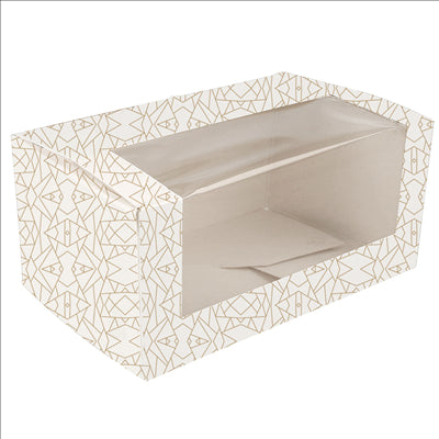 BOÎTES PÂTISSERIES AVEC FENÊTRE 'THEPACK DECO' 250 G/M2 + OPP 18x11x8 CM BLANC CARTON ONDULÉ NANO-MICRO (50 UNITÉS)