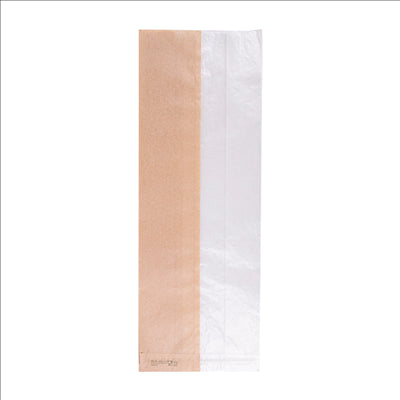 SACHETS POUR SANDWICHES AVEC FENÊTRE ECO 'CORNER WINDOW' 40 G/M2 14+8x38 CM NATUREL PARCH.INGRAISSABLE (250 UNITÉS)