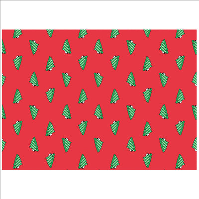 SETS DE TABLE KRAFT "CHRISTMAS TREES"  60 G/M2 31x43 CM ROUGE CELLULOSE (2000 UNITÉS)