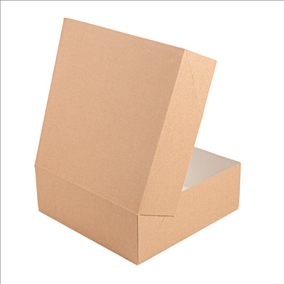 BOÎTES PATISSERIES SANS FENÊTRE 'THEPACK' 240 G/M2 28x28x10 CM NATUREL CARTON ONDULÉ NANO-MICRO (100 UNITÉS)