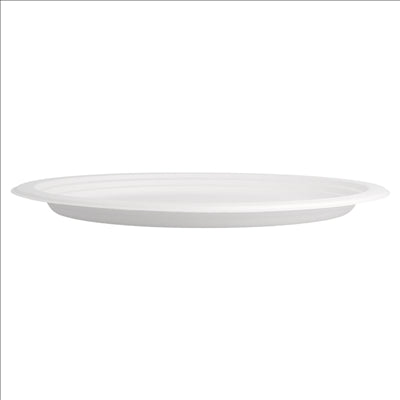 ASSIETTES OVALES 'BIONIC'  32x25,5x2,1 CM BLANC BAGASSE (500 UNITÉS)