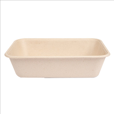 PLATEAUX + COUVERCLE 'BIONIC' 800 ML 19,3x13,5x5 CM NATUREL BAGASSE (400 UNITÉS)