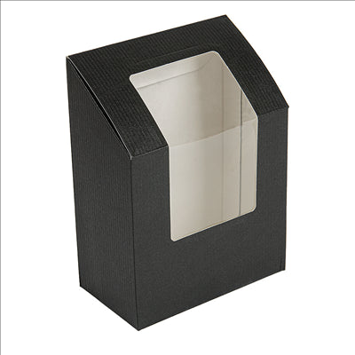 BOÎTES AVEC FENÊTRE POUR "TORTILLA" 'THEPACK' 230 G/M2 + OPP 9,2x5,1x9,2/12,5 CM NOIR CARTON ONDULÉ NANO-MICRO (600 UNITÉS)