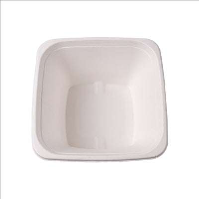 BOLS CARRÉS 'BIONIC' 1,2 L 18x18x9 CM BLANC BAGASSE (400 UNITÉS)