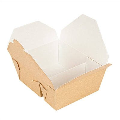 BOÎTES AMÉRICAINES 2 COMPART. 'THEPACK' 900+450ML 220 + 12PP G/M2 15,2x12,1x6,5CM NATUREL CARTON ONDULÉ NANO-MICRO (300 UNITÉS)