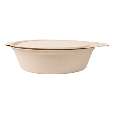 RÉCIPIENTS AVEC CHARNIERE 'BIONIC' 600 ML 18x13,5x5 CM NATUREL BAGASSE (300 UNITÉS)