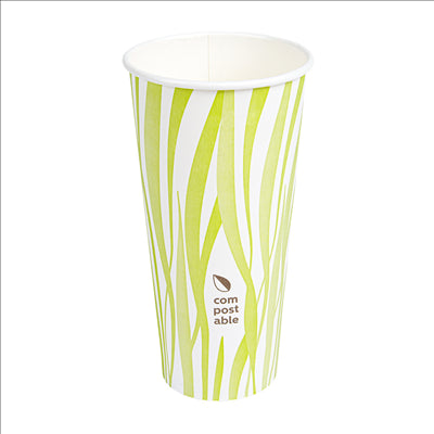 GOBELETS BOISSONS FROIDES ET CHAUDES 1 PAROI GRASS 'COMPOSTABLE' 660 ML 300 G/M2 Ø9/6x17 CM BLANC CARTON (1000 UNITÉS)