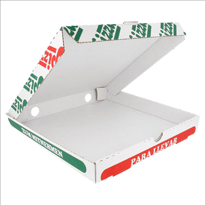 BOÎTES PIZZA MICROCANNELURE 100% VIERGE  340 G/M2 24x24x3 CM BLANC CARTON (100 UNITÉS)